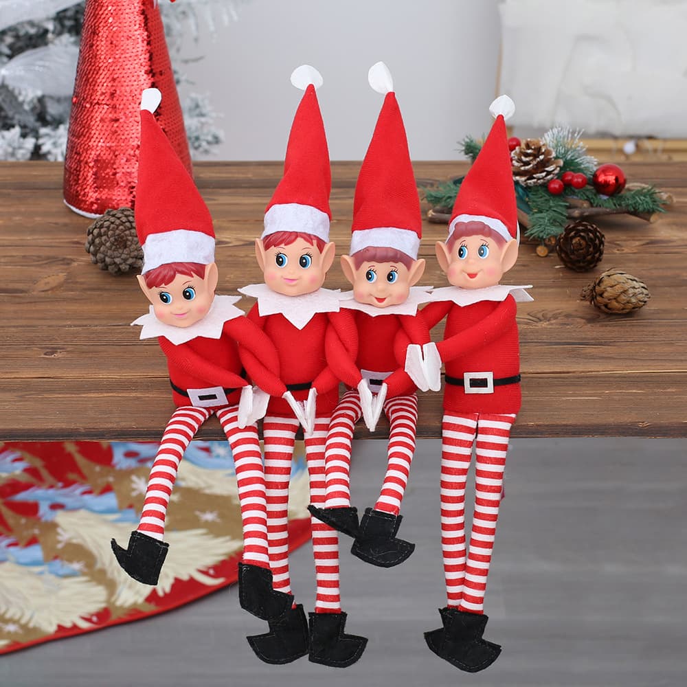 Cross-Border New Christmas Elf Long-Legged Doll Festive Desktop Ornament Bookshelf Red Hat Red Clothing Vinyl Sitting Doll