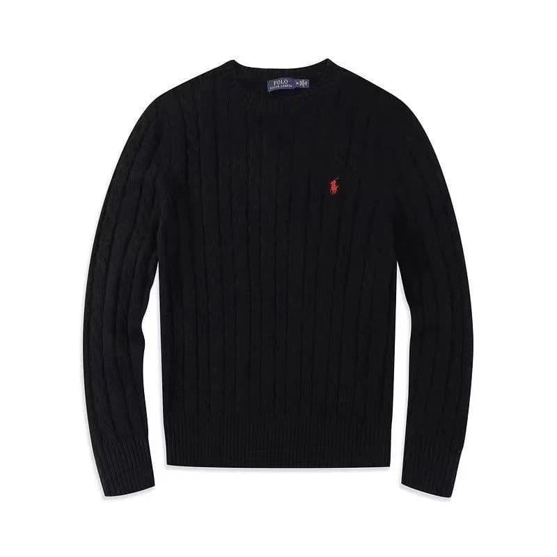 In Stock Fall/Winter Crew Neck Pullover Sweater Couple Small Horse Cable Knit Fashion Sweater Trendy Versatile