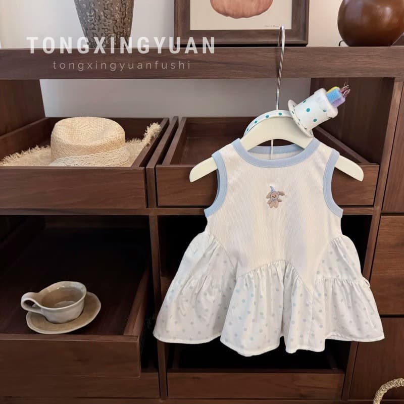 【Tongxingyuan】Alice! French-style Baby Girl Embroidered Applique Sleeveless Dress with Turn-down Collar