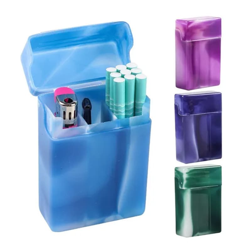 Two-Tone Flip-Top Lighter Cigarette Case 8.5CM Inner Compartment Cigarette Storage Anti-Crush Cigarette Case