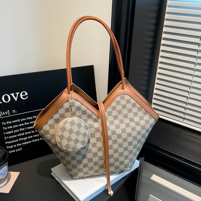New Trendy Women's Bag 2025 Fall New Plaid Pattern Large Capacity Shoulder Bag Crossbody Bag Handbag Large Capacity