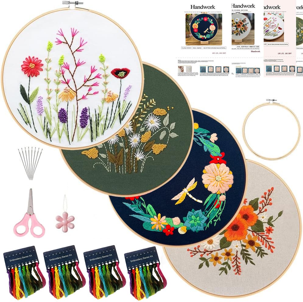 Lu embroidery novice English embroidery diy material package kit Amazon flower vanilla hand embroidery material package