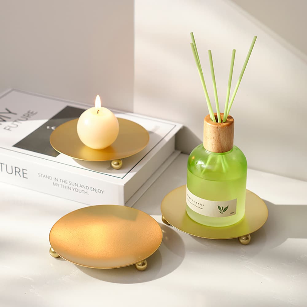 【Premium Selection】Round Aromatherapy Candle Holder, Luxury Home Desktop Tray, Creative Circular Decor for Room Decoration