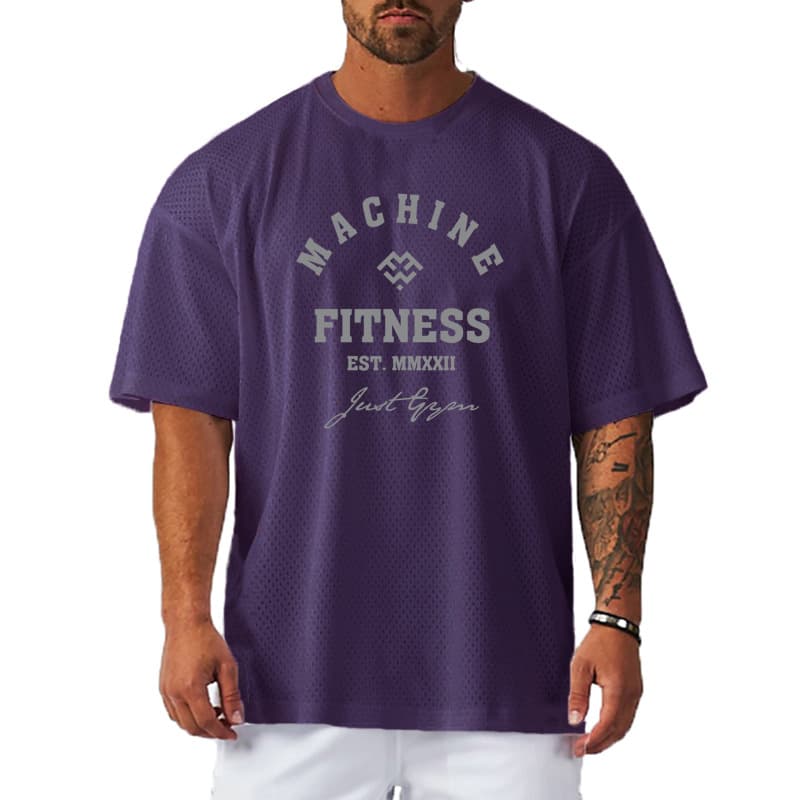 European and American Cross-Border Plus Size Fitness Short Sleeve Muscle Summer Men's Gym Wear Mesh Breathable T-Shirt