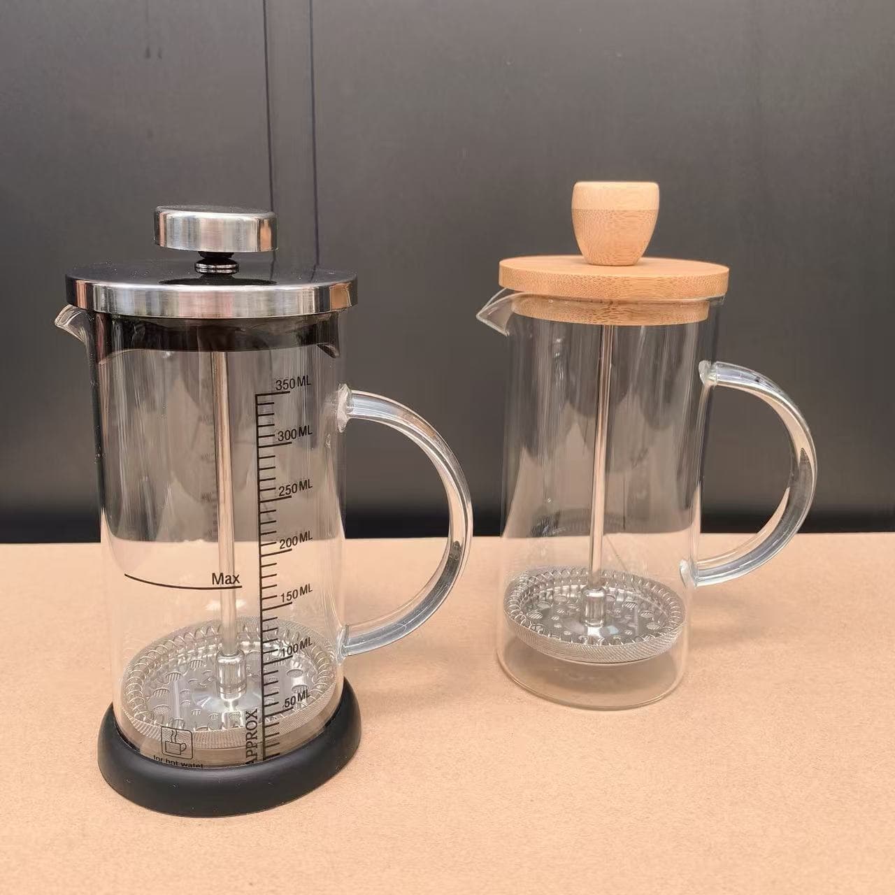 Borosilicate Glass French Press Coffee Maker Set with Frother and Press-Filter Cup for Home Use