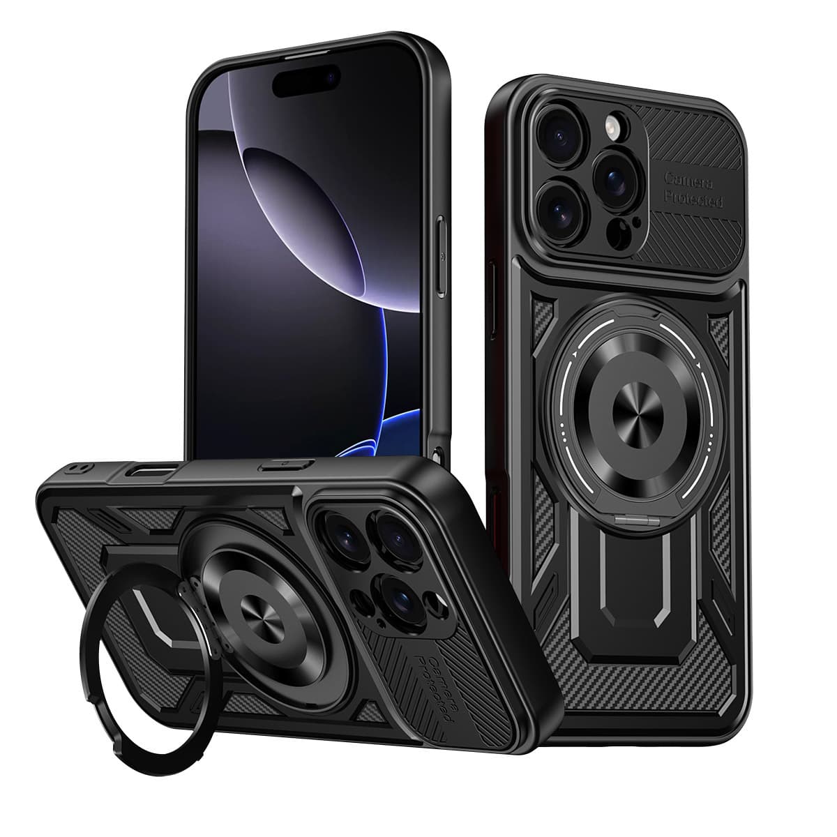 New Rotating Stand Magnetic Phone Case for iPhone 16 Pro Max, Shockproof Cover for Apple 16 Plus