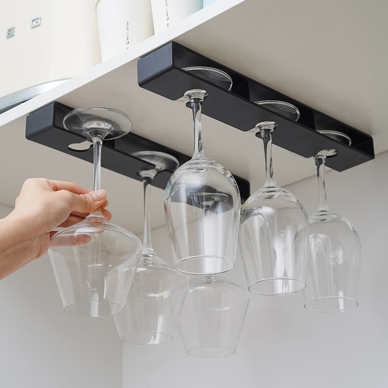 Inverted No-Drill Wine Glass Rack Home Stemware Hanging Drying Storage Rack Kitchen Wine Cabinet Creative Cup Holder