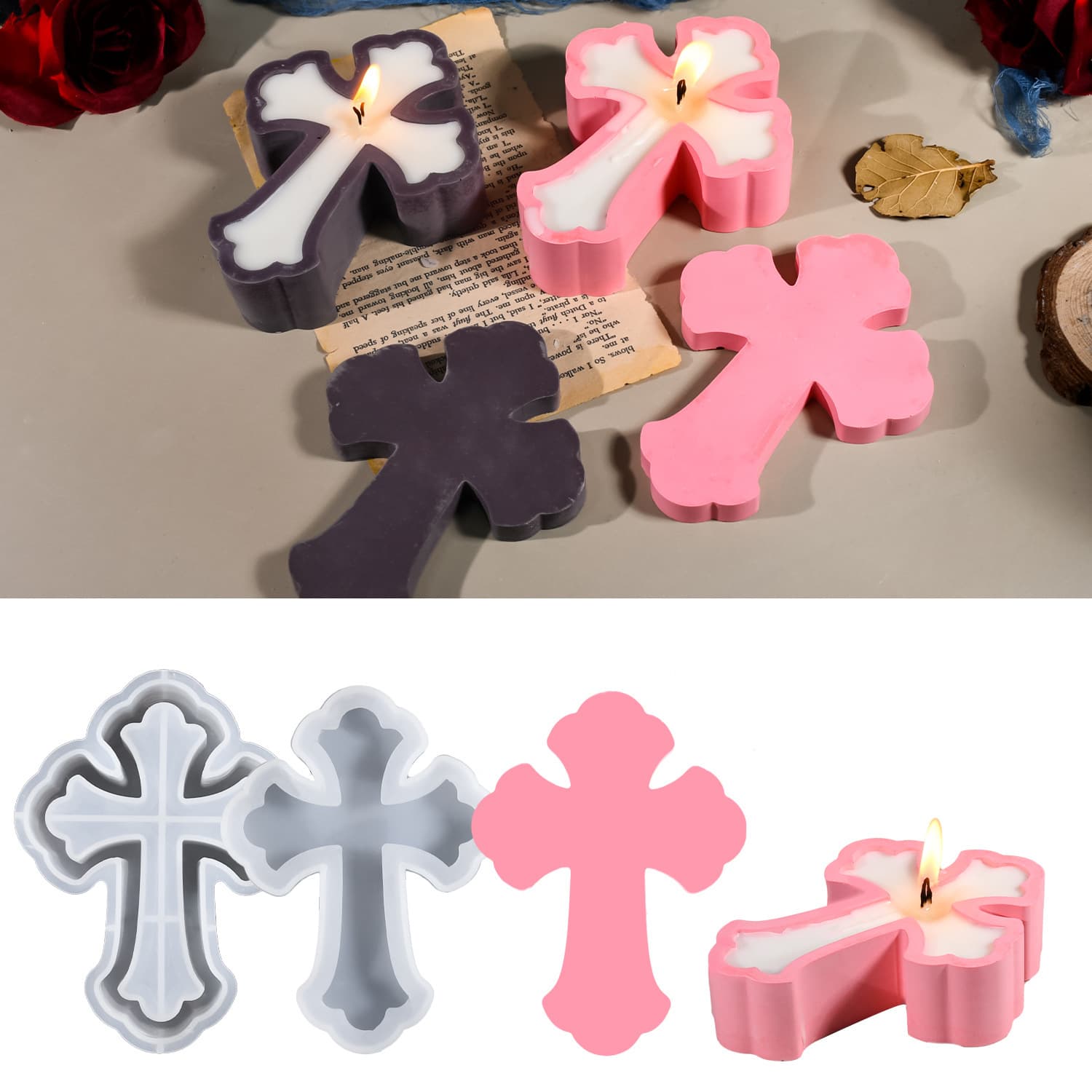 Yixing diy glue mold Halloween cross storage box silicone mold plaster aromatherapy candle pendulum