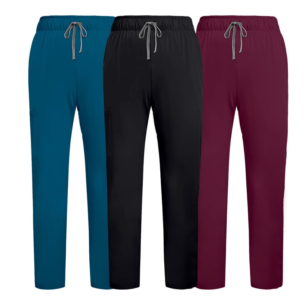 Single-layer Thin Quick-dry Stretch Adjustable Waist Solid Dark Straight-leg Nurse Pants Scrub Pants
