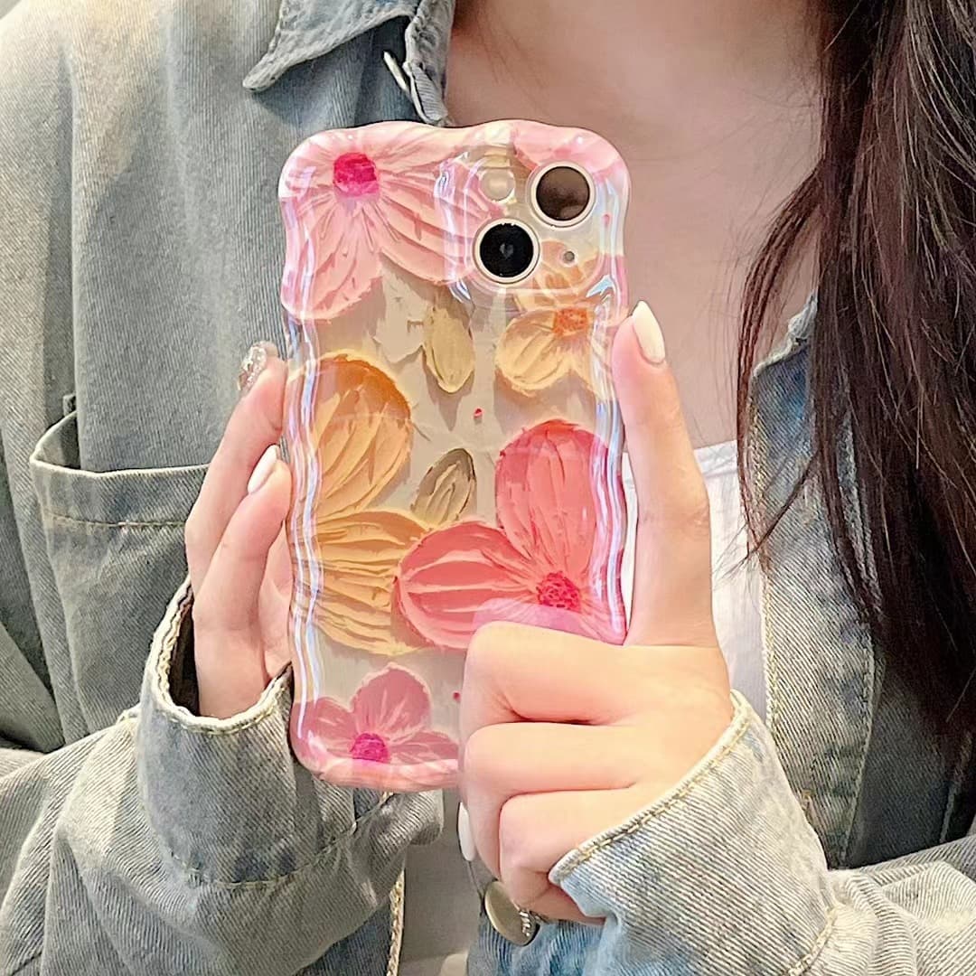 High-end Artistic Oil Painting Flower Design Phone Case Suitable For iPhone 13 Pro Max 14 Mobile Phone Covers