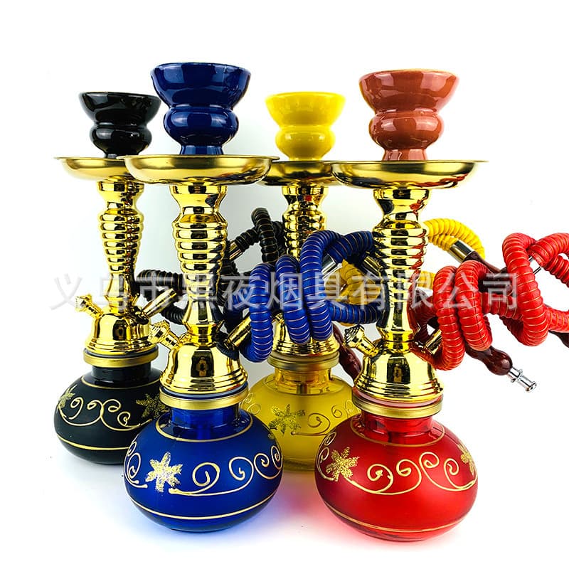 Small Hookah Single/Double Tube Arabic Water Pipe Crystal Glass Hookah Cross-Border Shisha Factory