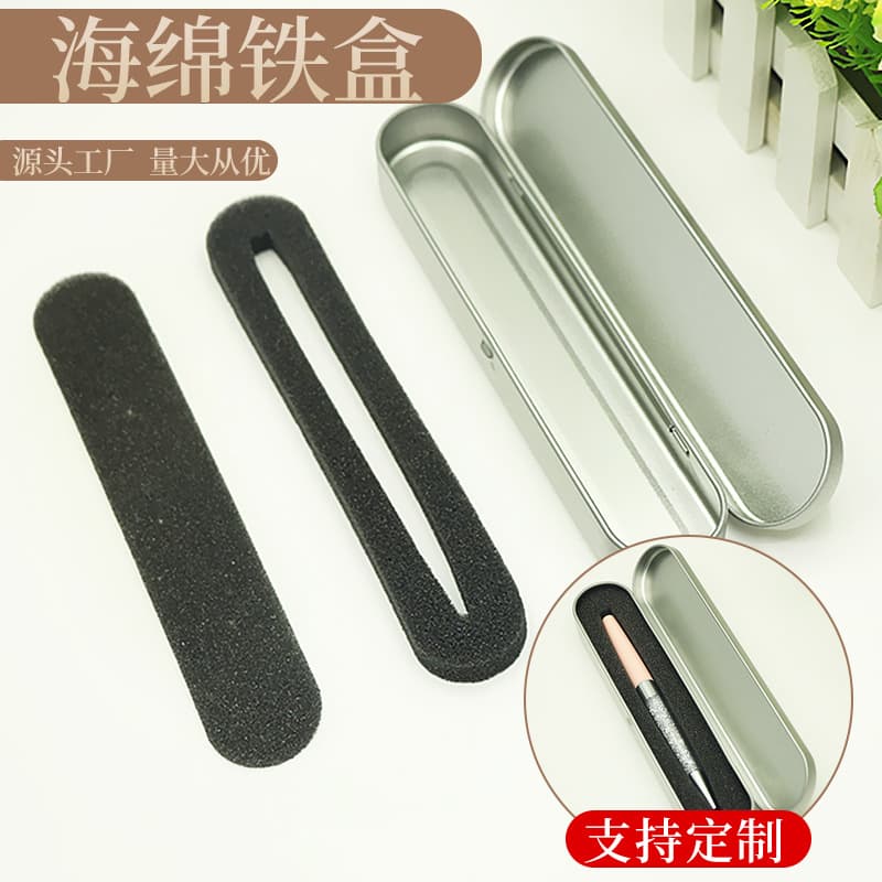 Sponge pen box, tin box, metal pen box, touch screen crystal ballpoint pen box, business square gift pen box