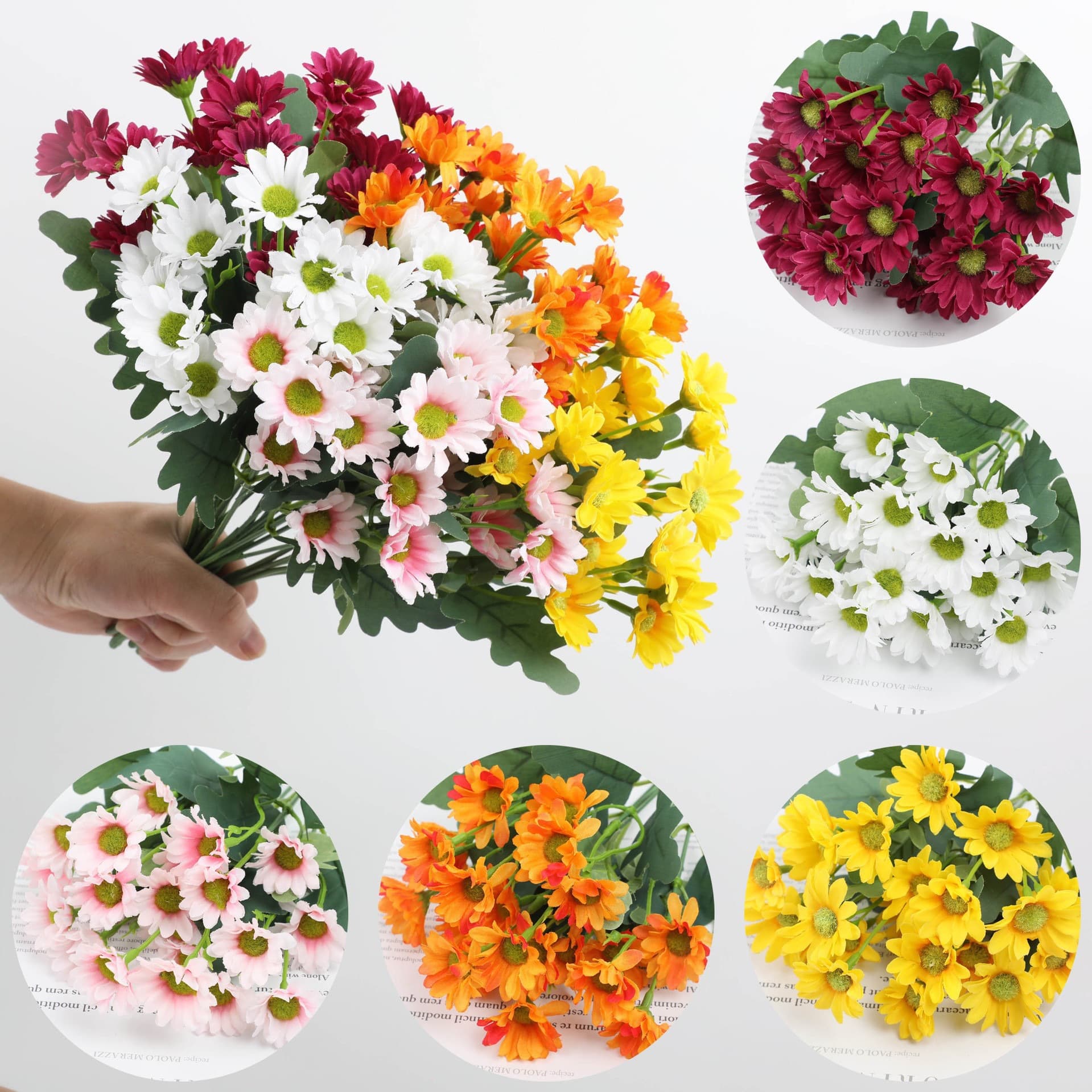 Artificial Daisy Spring Colors Cross-border Hot Sale Factory Supply Small Daisy Home Ornament Wedding Outdoor Photography Prop Fake