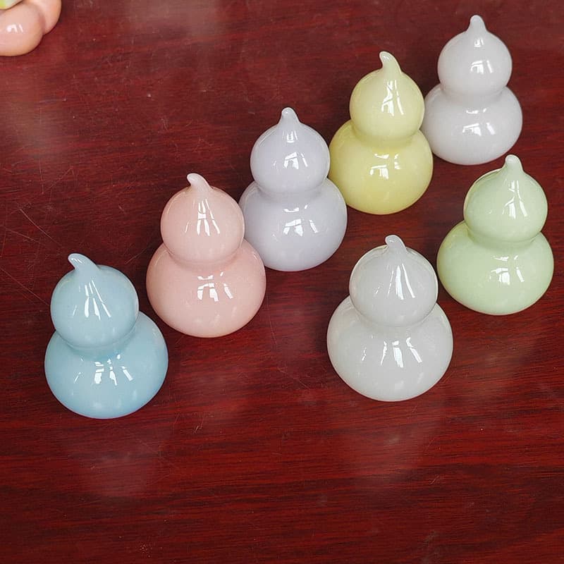 Ceramic gourd mini ornaments cute and colorful small fresh tea pet tea ceremony accessories five blessings colorful gourd