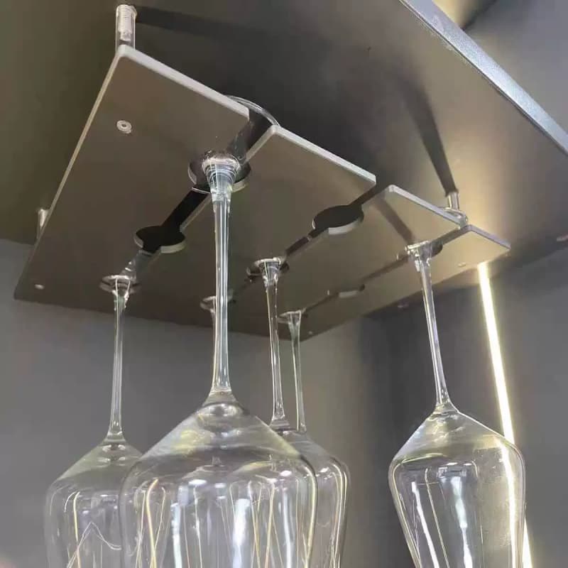 Single Row Inverted Wine Glass Rack for Bar Cabinet, Hanging Cup Holder, Large Capacity Wine Glass Storage Rack