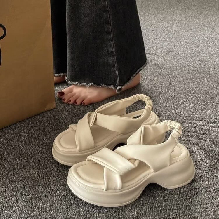 Small thick-soled platform-soled leak-toe sandals for women 2026 summer new casual versatile wedge-heeled elastic height-increasing shoes