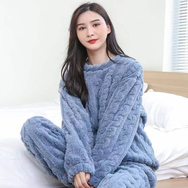 Jacquard Warm Coral Fleece Plus Size Set for Women Autumn Winter Couple Thickened Fleece-Lined Flannel Outerwear Factory Direct