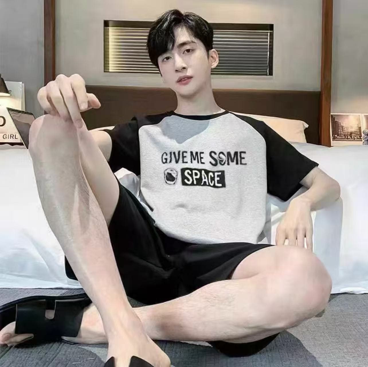 New Pajamas Men Summer Short Sleeve Shorts Set Korean Loose Plus Size Cartoon Casual Loungewear