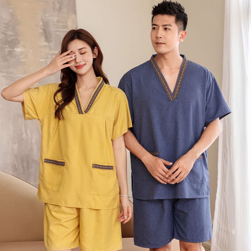 New high-end women's couples sets, steam room suits, pure cotton sweat-absorbing bathrobes, men's bath center plus-size sauna suits wholesale.