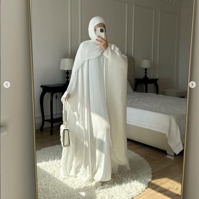 Gentle cardigan robe suit, shiny draped full dress, commuter abuya long skirt D125
