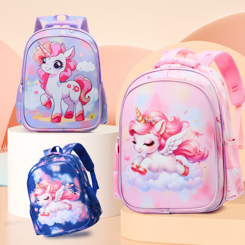 New Cross-border Kindergarten Backpack for Girls, Cute and Stylish Pony Design, 3-6 Years, Lightweight Casual Daypack, Trendy