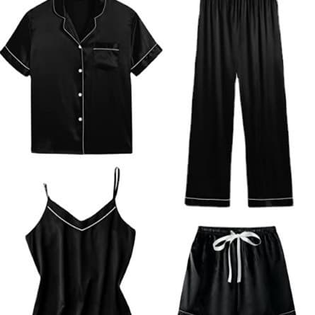 Women's Simple Fashionable Sexy Sling Homewear Set Thin Four-piece Set For All Seasons Sleepwear Underwear/intimates