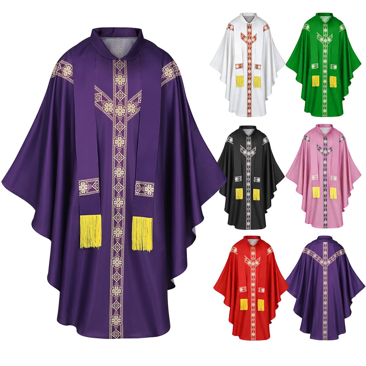Cross-border Amazon European and American Medieval Robe Cosplay Costume Halloween Vintage Robe Prayer Robe Stage Performance Costume