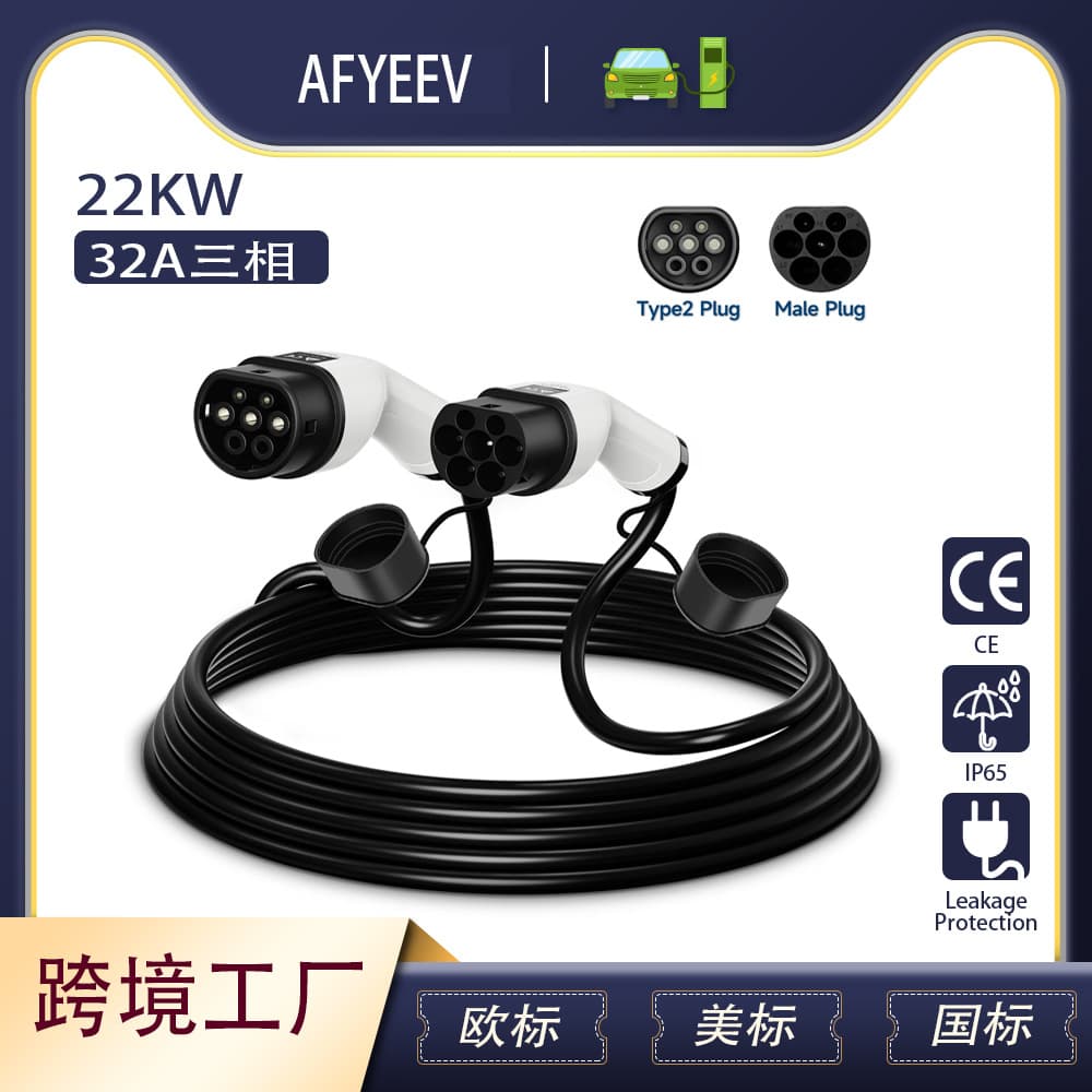European Standard Charging Double Head Gun New Energy Vehicle Charger 16A/380V Three-Phase 5m Portable Charging Gun