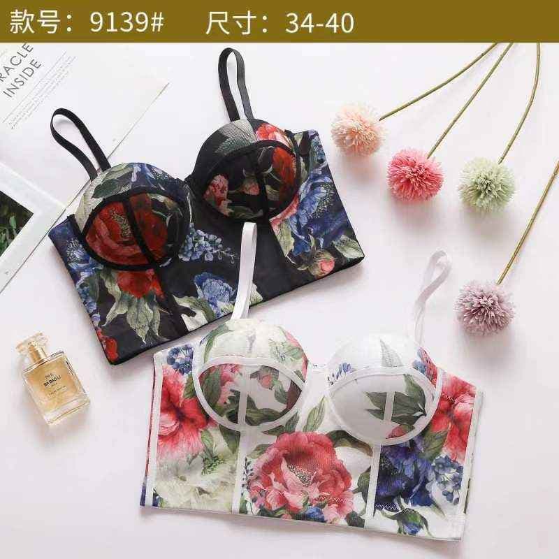 Cross-border Europe and America Crop Top Corset Vest Women's Push-up Fishbone Waist Corset Bra with Pads