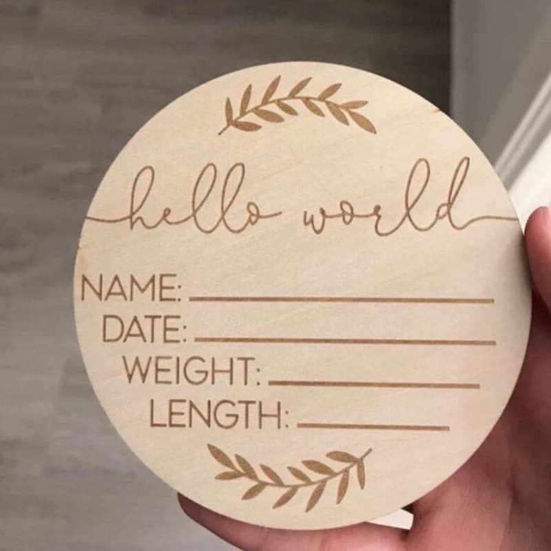 Wooden Log Slice Month Milestone Carving Baby Photo Prop Craft