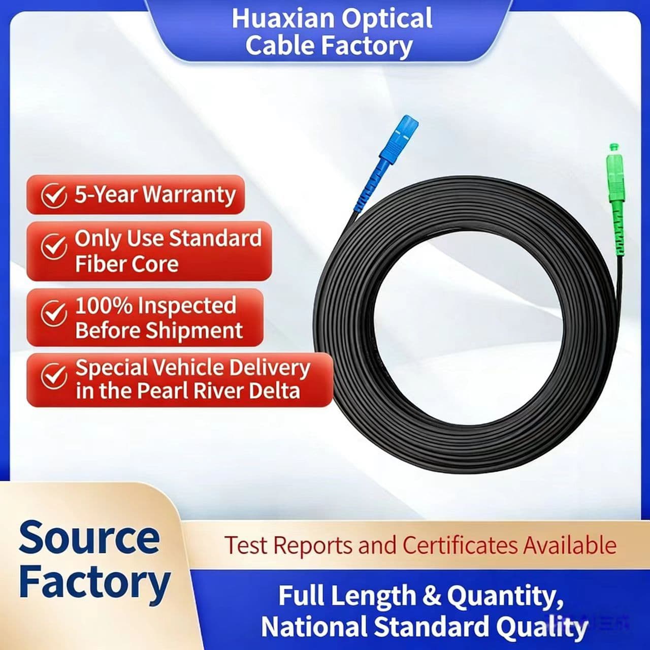 FTTH Drop Cable with Connectors SC/APC FRP G657A1 LSZH