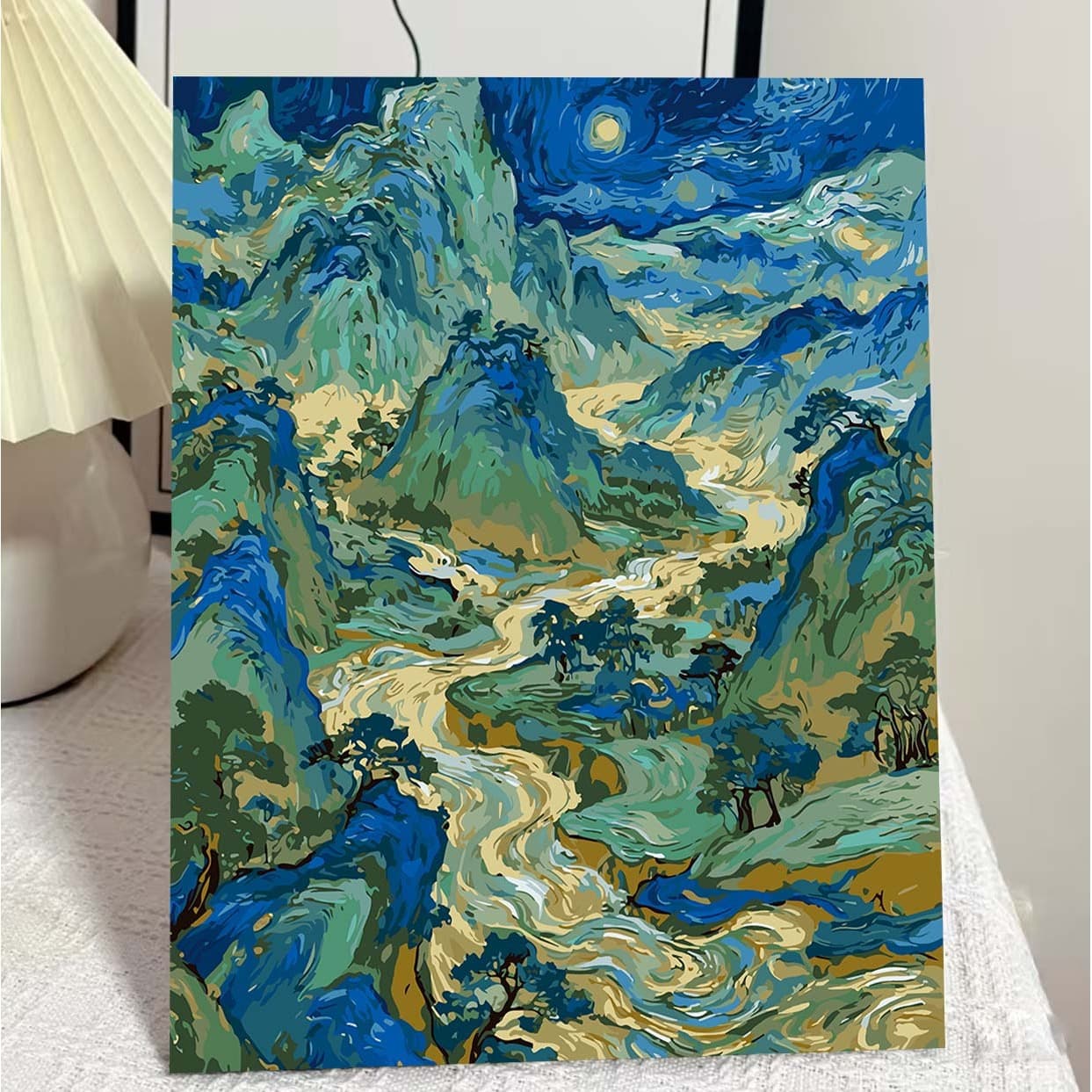 DIY Digital Oil Painting - Thousand Miles of Rivers and Mountains Series Paint by Numbers Hand-Painted Decorative Art