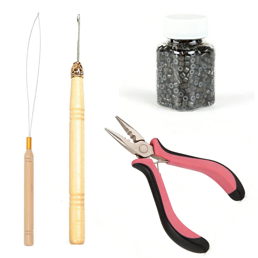 Wholesale Hair Extension Tool Set Dreadlock Crochet Hook Hair Extension Pliers Crochet Hook Silicone Ring Hair Extension Kit