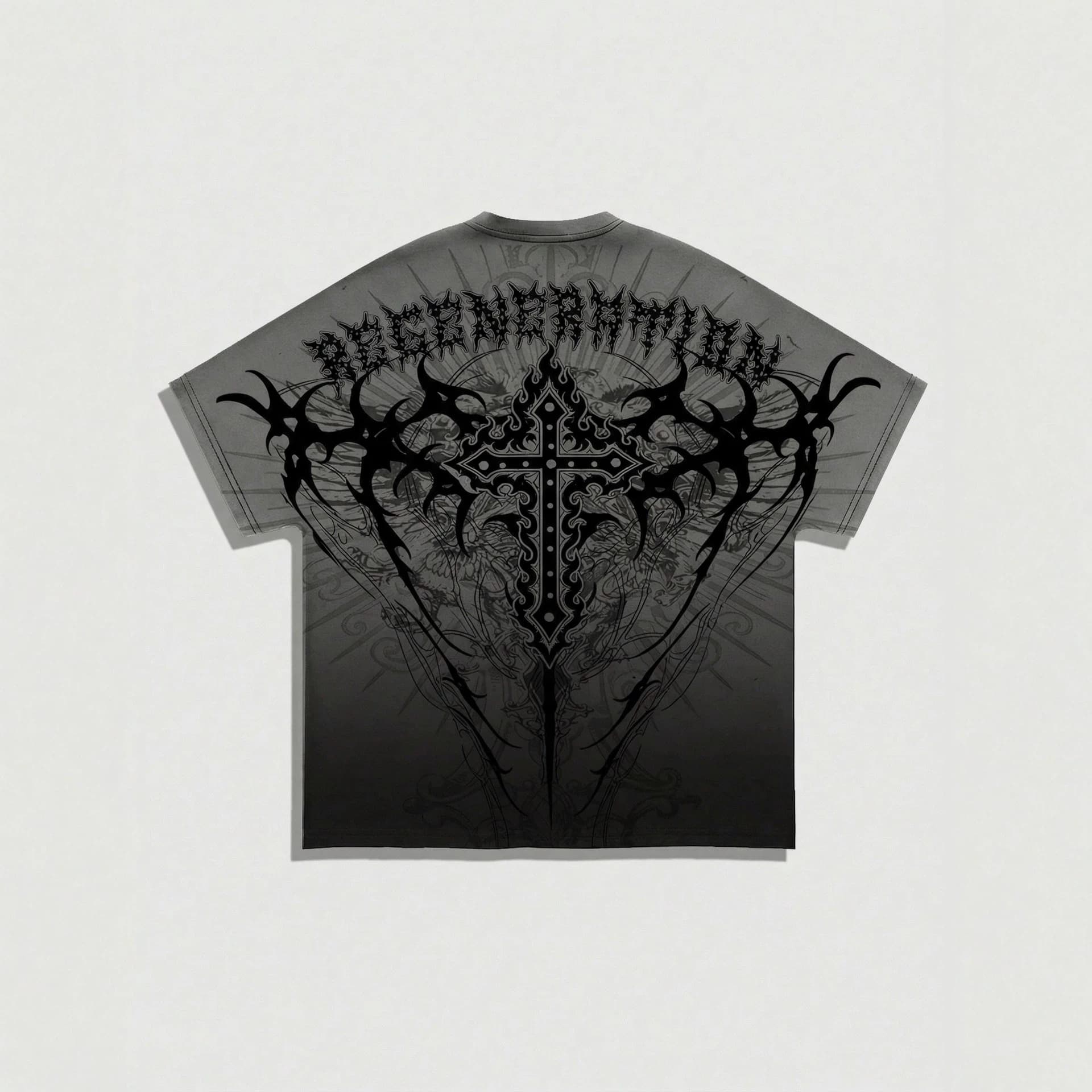 American trendy brand Gothic style large pattern printed punk casual T-shirt European and American Y2K Harajuku style men's T-shirt short sleeves