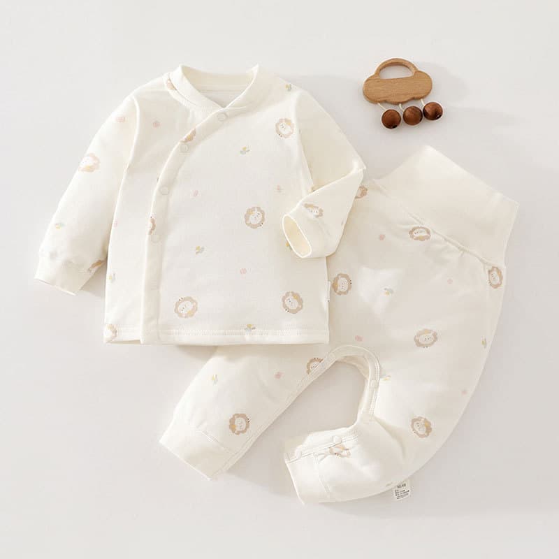 Autumn/Winter Baby Thin Cotton Padded Set, Baby Side-Snap Belly Protection Padded Separate Two-Piece Set, Boys and Girls Cotton Clothes for Spring/Autumn