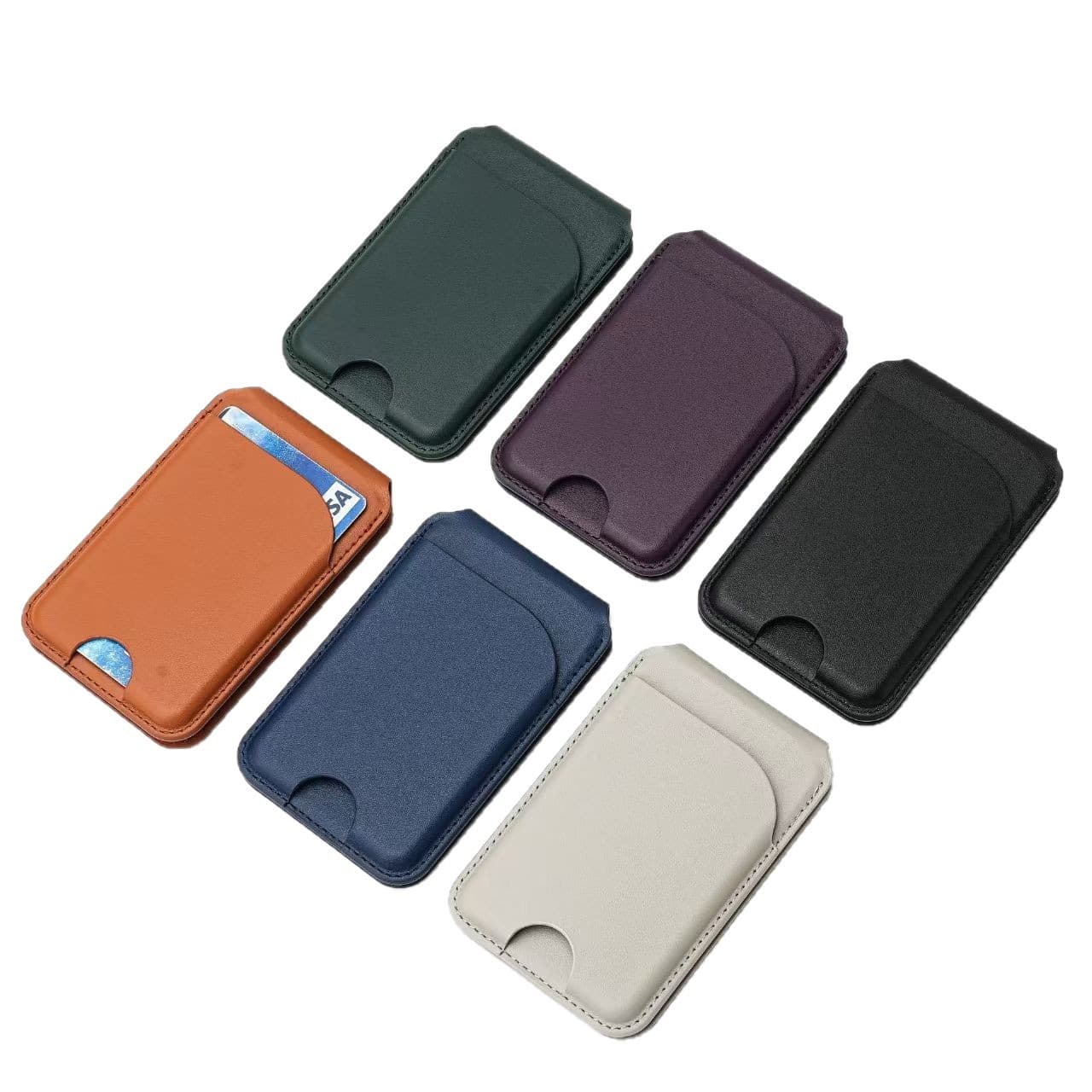 iPhone 17 MagSafe Magnetic Card Holder Stand, Genuine Leather ID Organizer Back Sticker, Cross-Border Custom