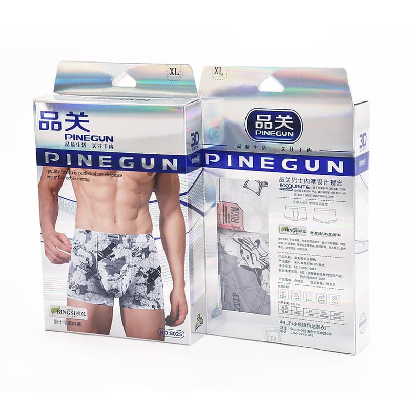 Manufacturer wholesale men's ice silk underwear boxed men's printed boxer briefs summer sexy youth mid-waist shorts