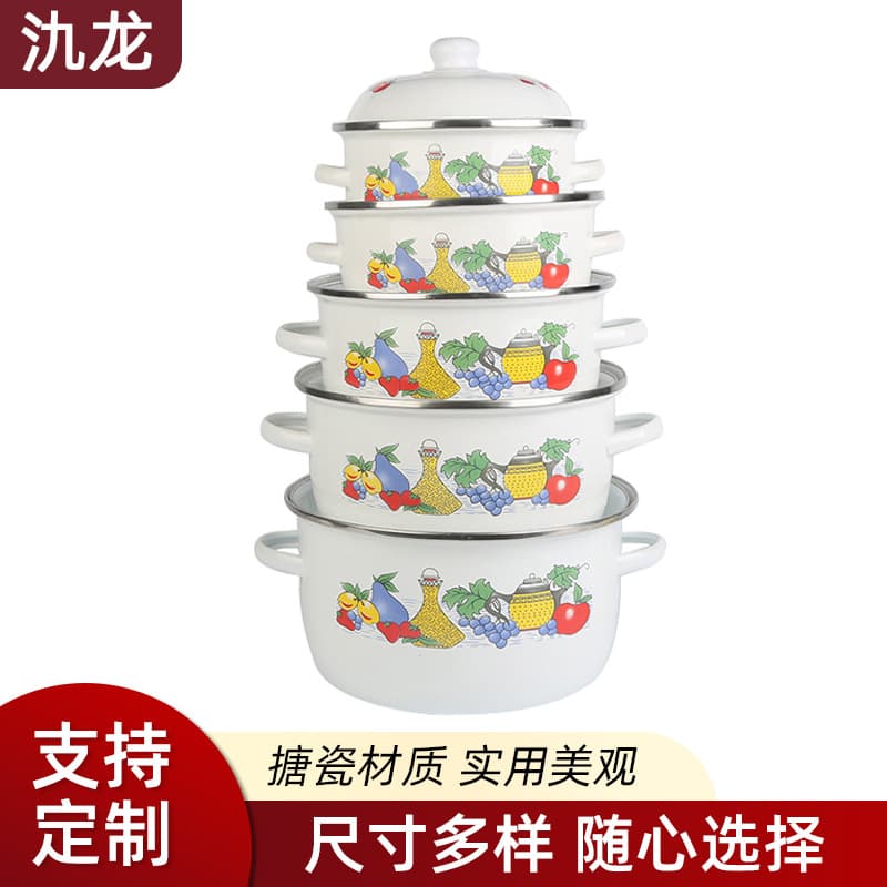 Factory Wholesale Thickened Enamel Soup Pot, Home Use for Chicken Soup, Stewing, Boiling Medicine, Heating Milk, Enamel Pot