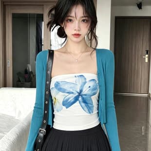 Fashion Pure Desire Spicy Girl High-End Print Tube Top Vest Women's Summer Inner Wear Outer Wear Slim Design Top