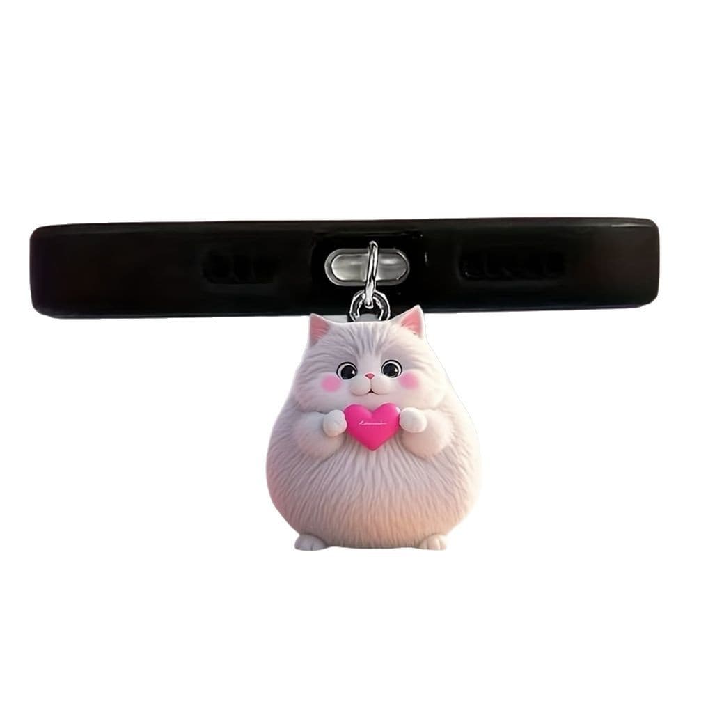 Cross-border 2D Acrylic Big Fat Cat Shaped Heart Phone Dust Plug for Oval Interface Port