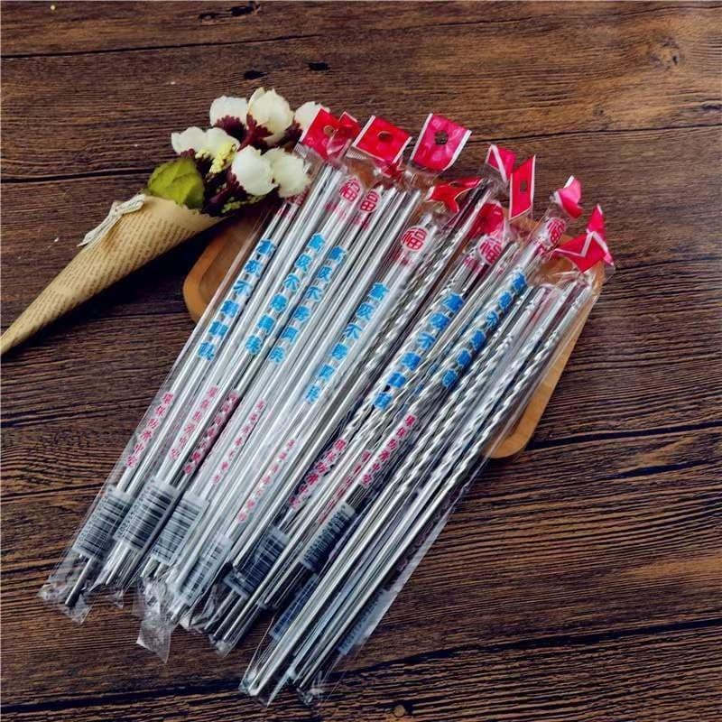 Household Non-Slip Stainless Steel Chopsticks, Metal Chopsticks, Korean-Style Square and Round Chopsticks, Children's Chopsticks, Wholesale from 1 to 2 Yuan