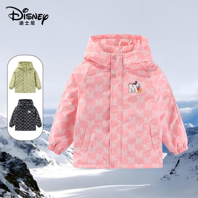 Disney Kids Outdoor Jacket, Thickened Hooded Cotton-Padded 3-in-1 Jacket for Middle and Older Children and Family Matching