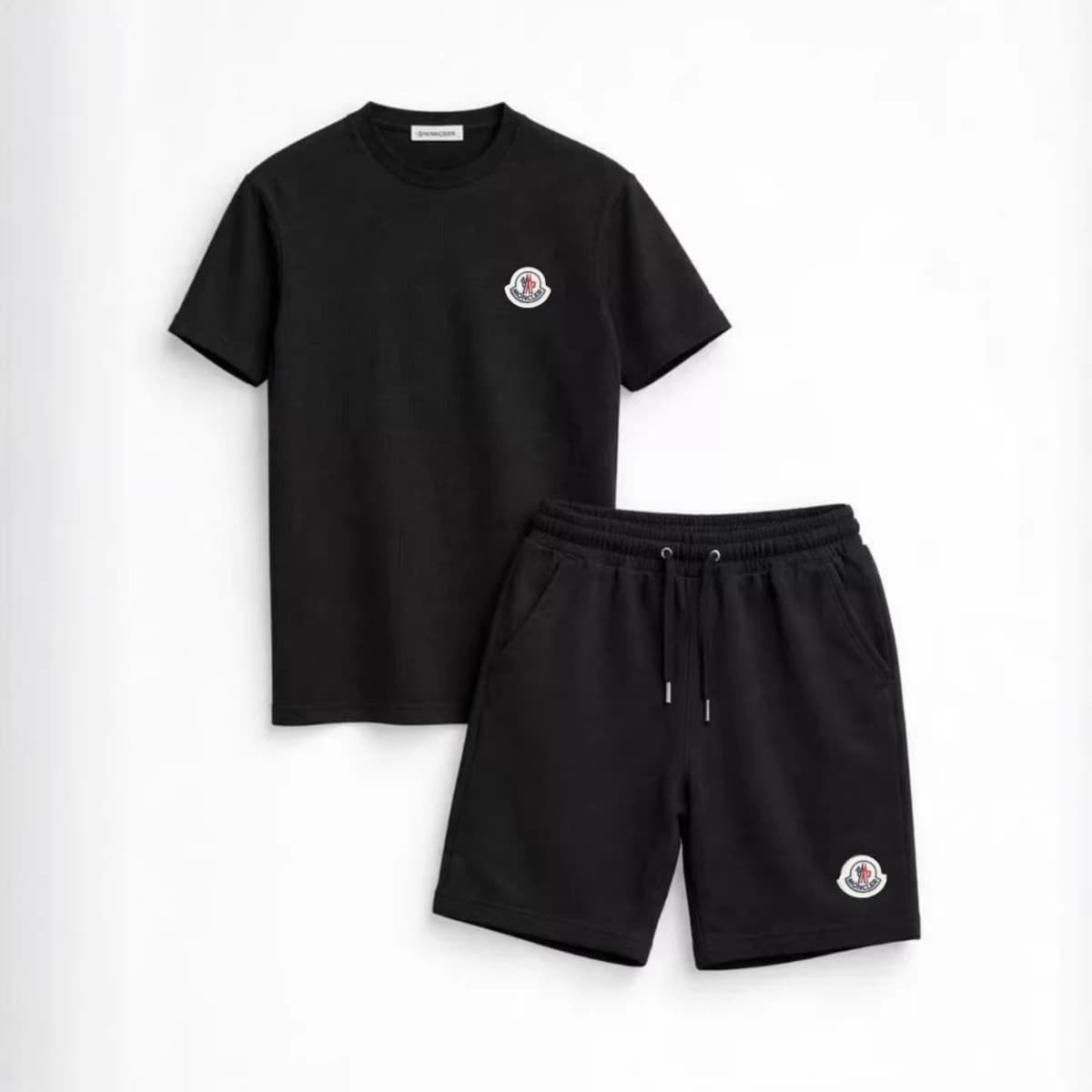 Cross-border Supply M Brand Summer Cotton Short Sleeve and Shorts Set New Printed Badge Shorts Sports Five-Inch Shorts Loose Fit