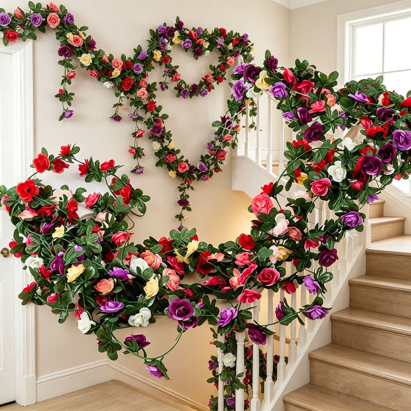 Cross-Border Rattan Rose Vine Wall Hanging Wedding Peony Ceiling Decoration Home Decor Artificial Flower Vine Decoration Artificial Flowers