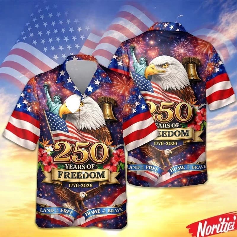 Hawaiian shirt European and American cross-border men's lapel short-sleeved US 250th anniversary 3D digital printed shirt