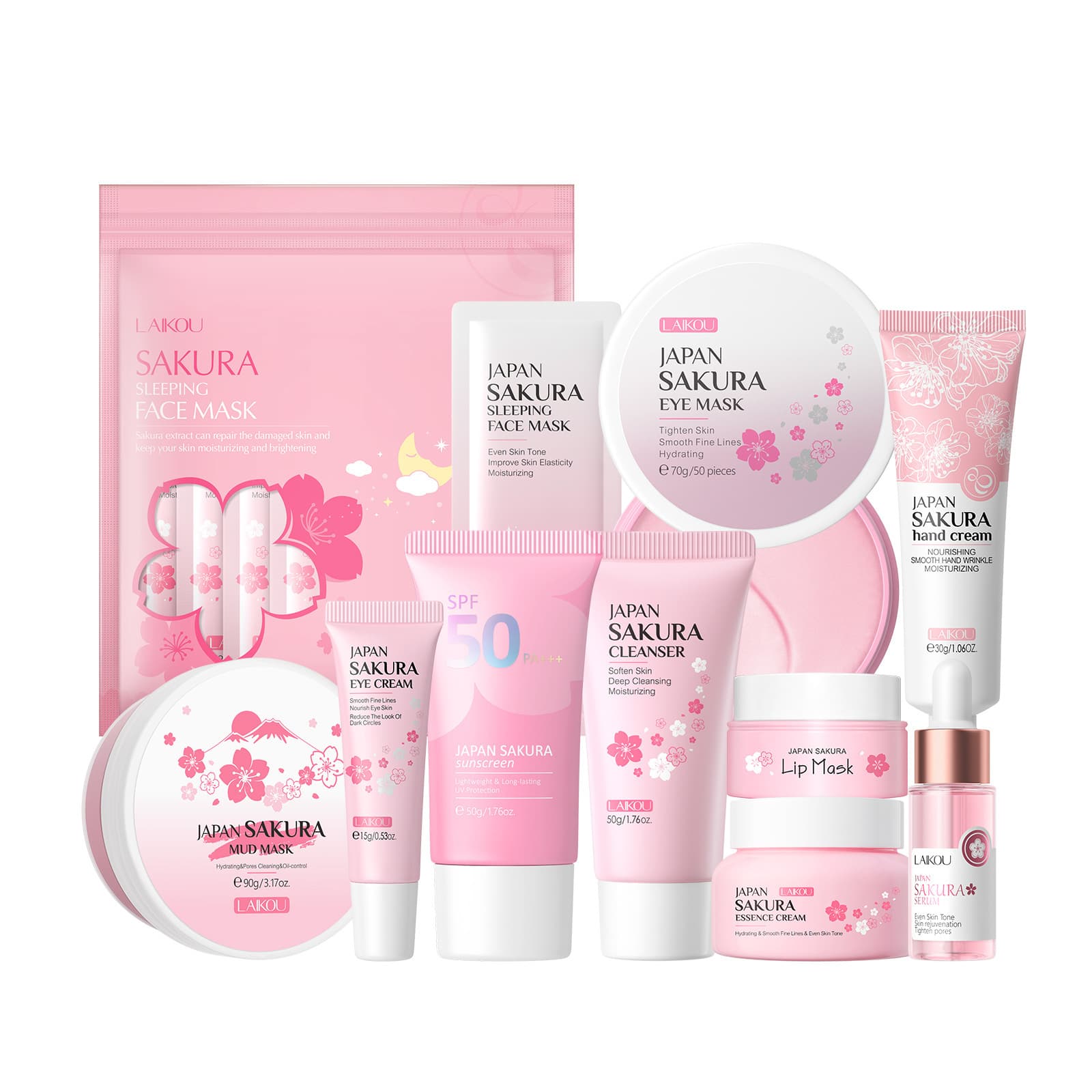 Cross-border LAIKOU Sakura Snail Milk Set Combination Multiple Sets Free Combination Skincare Gift Box