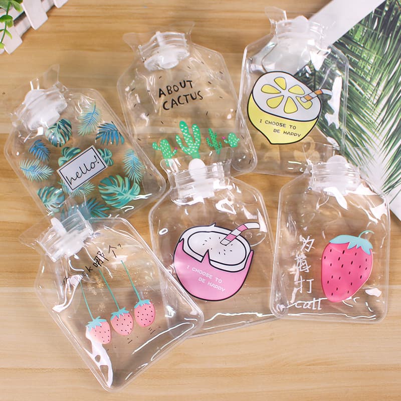 Transparent hot water bottle, water-filled, winter warming, cold-proof, small size, cartoon portable hot water bottle, wholesale.