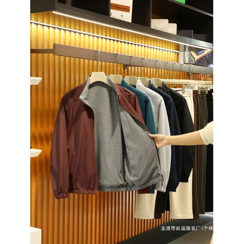 Reversible! Spring Stand Collar Business Commute Windproof Jacket L&P Men's Lightweight Old Money Style Elite Jacket