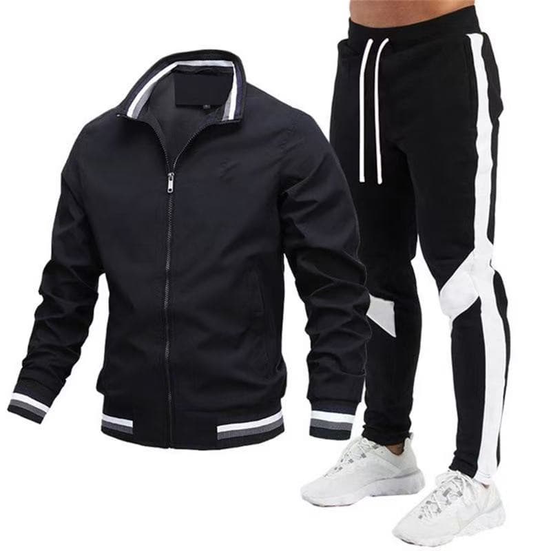 2024 Cross-Border Export Factory Supply Spring and Autumn Men's Jacket Set Casual Sports Pilot Jacket Set