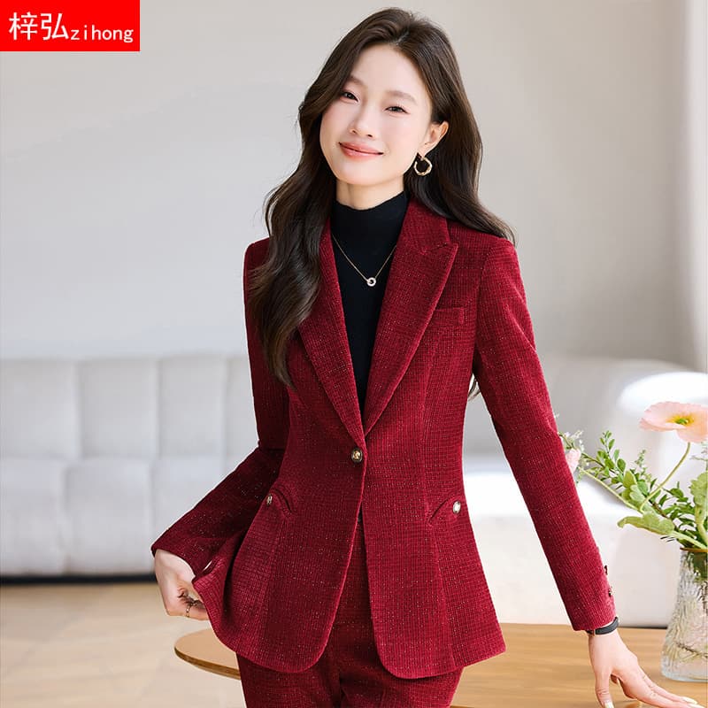 Fashionable Premium Blazer for Women Fall/Winter New Thick Slim-Fit Stylish Suit with Trousers